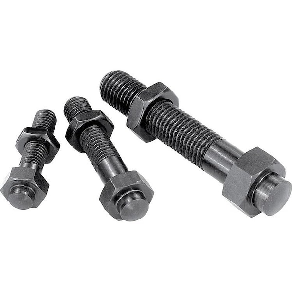 Rest Pad Adjustable, W Locknut, External Thread D=M16, D1=16, H=120, Sw=24, Carbon Steel Hardened